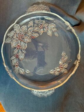 Mikasa Clear Glass Holiday Poinsettia Serving Platter - Clear 13”